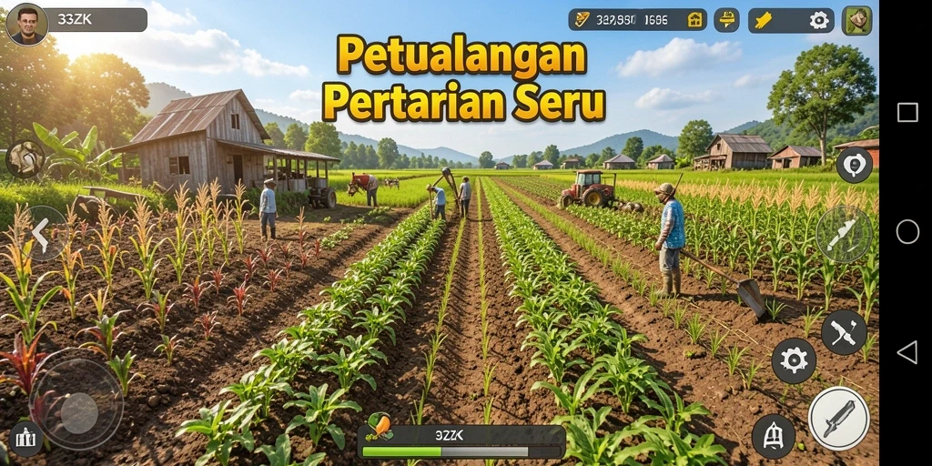 Screenshot gameplay <strong>33ZK</strong> yang menunjukkan keseruan bertani.