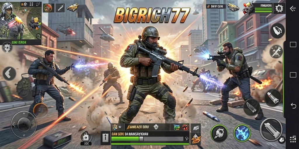 Screenshot menampilkan aksi seru dalam BIGRICH77.