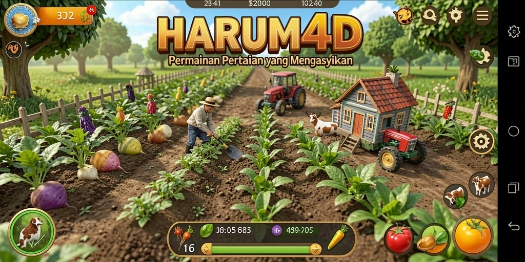 Tampilan gameplay HARUM4D yang menawan saat berkebun.