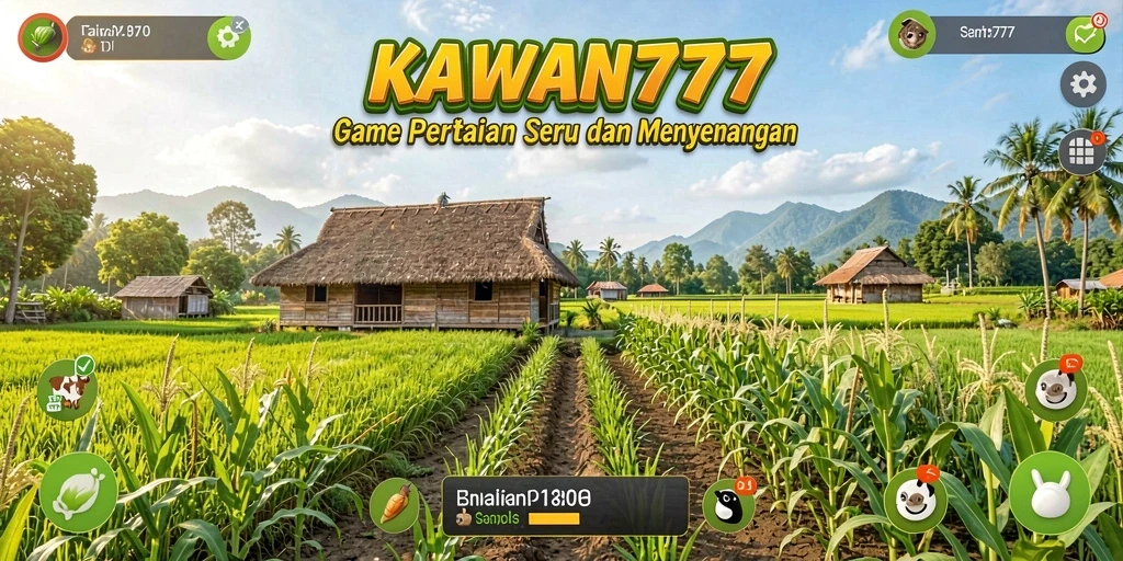 Screenshot gameplay KAWAN777 menampilkan aktivitas bertani yang seru.