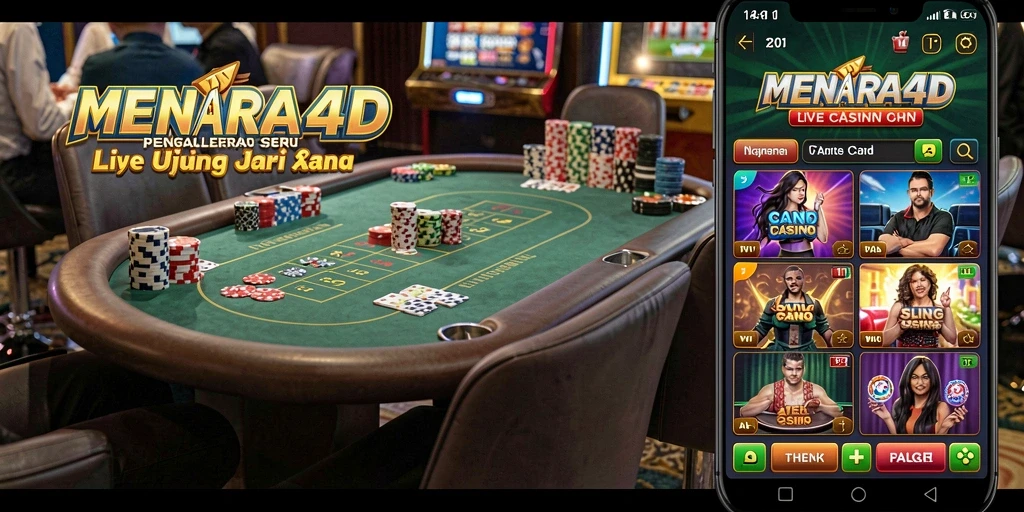 Screenshot MENARA4D menampilkan dealer sedang berinteraksi dengan pemain dalam permainan Live Casino.