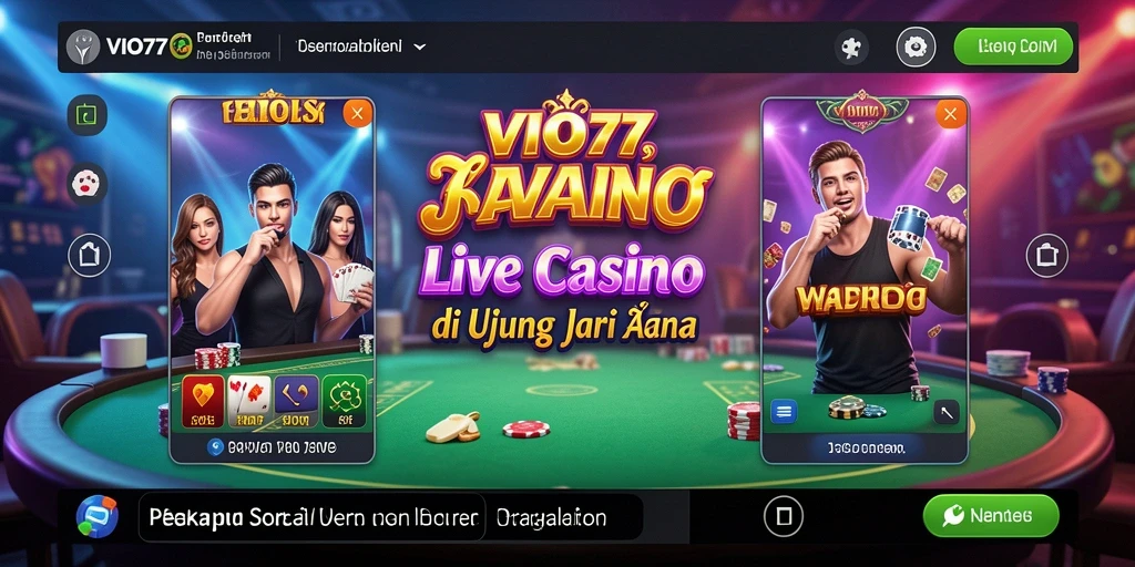 Screenshot VIO77 menampilkan dealer langsung dan permainan roulette yang seru.